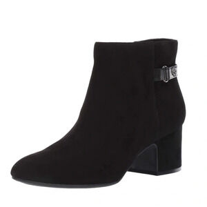 Anne Klein Aklevana Black Faux Suede Block Heel Chelsea Ankle Boots 6.5 Women’s